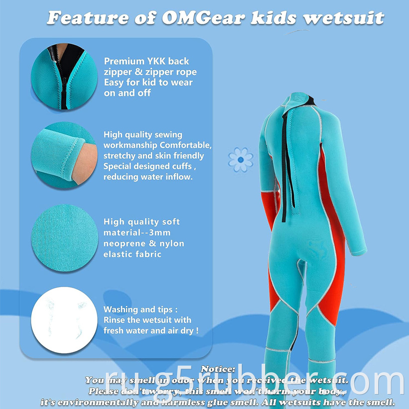 Youth Wetsuit 3mm Full Suit Neoprene Swimming Suit Long Sleeve Diving Suit